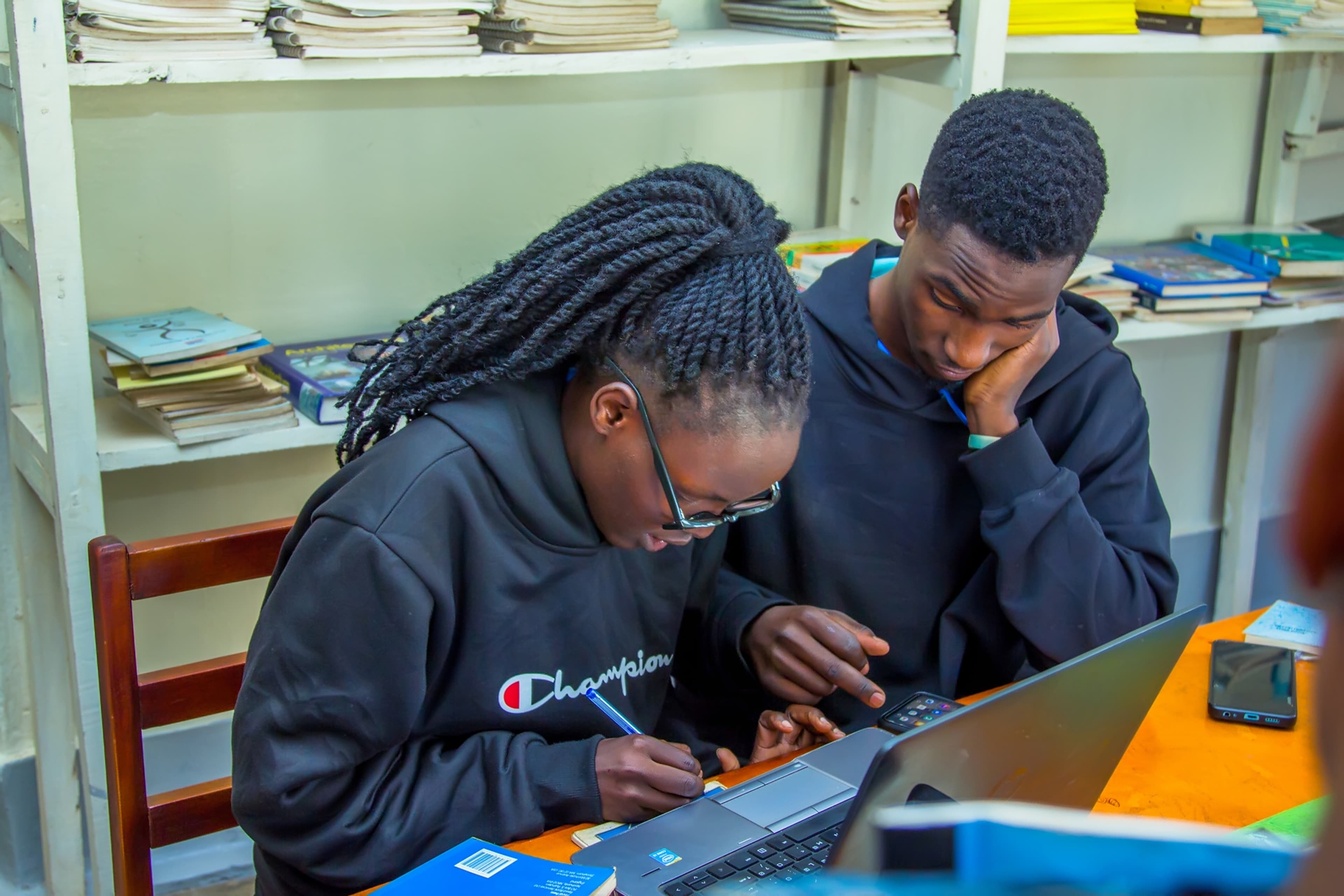 Students working on computers